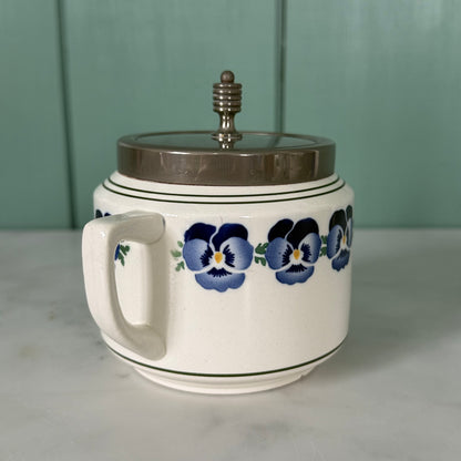 Art Deco WMF Wächtersbach Covered Sugar Bowl – Blue Pansy Dec. 2194