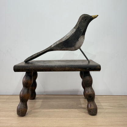 Vintage Folk Art Wooden Bird Sculpture Primitive Carved Bird Figure