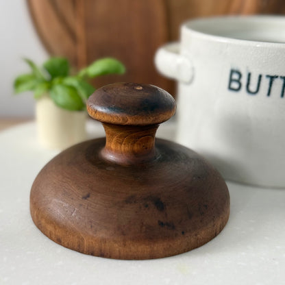 Antique Treen Butter Stamp Thistle Carved Folk Art