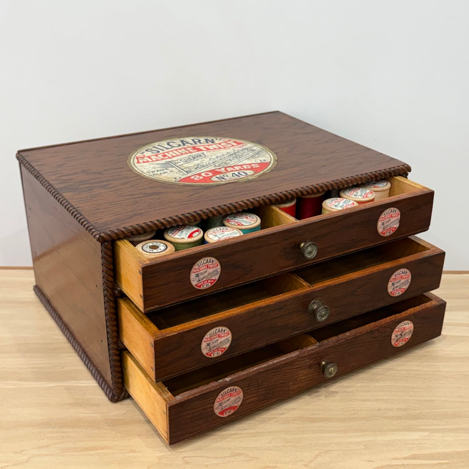 Rare Silcarn Machine Twist Thread Shop Display Cabinet with Drawers