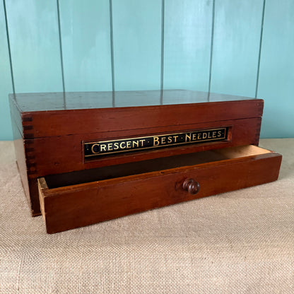 Antique Crescent Best Needles Haberdashery Shop Display Cabinet