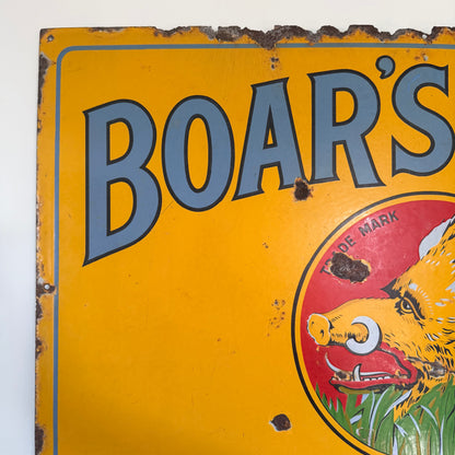 Large Original Boar’s Head Tobacco Enamel Advertising Sign – Burton Palmers Green
