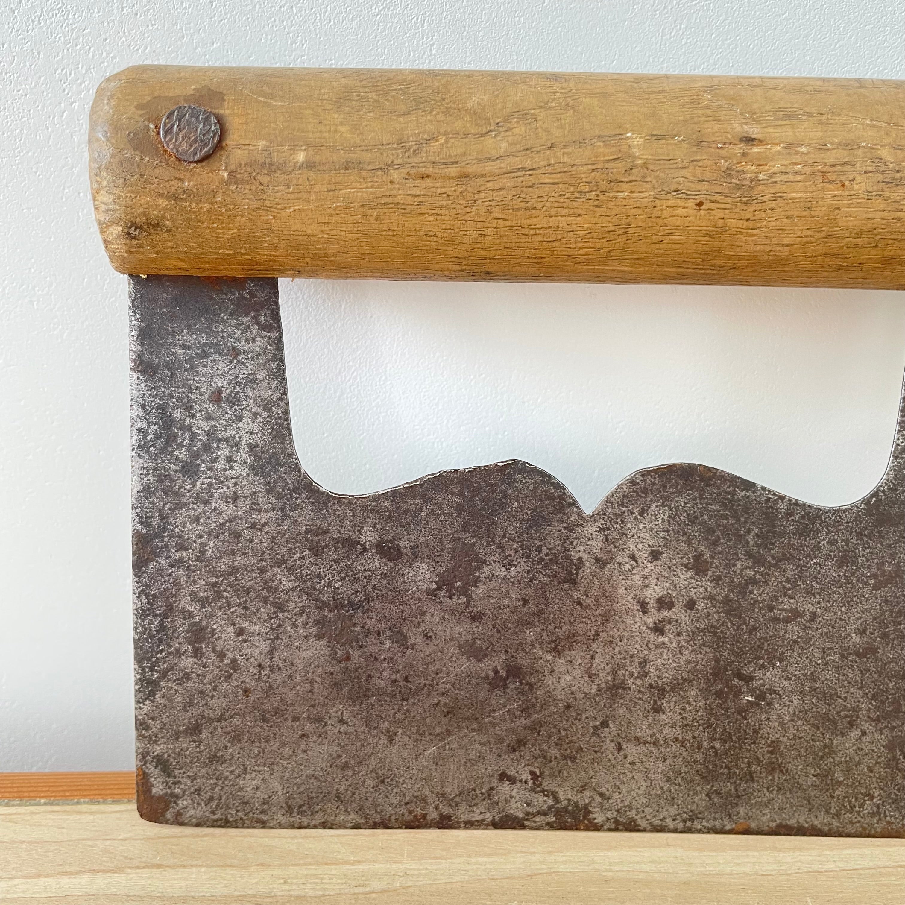 Antique Herb Chopper – Forged Iron with Wooden Handle, 19th–Early 20th Century Kitchenalia