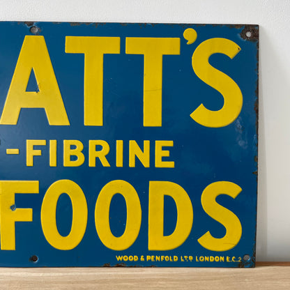 Rare Small Original Spratt’s Meat-Fibrine Dog Foods Enamel Advertising Sign – 20th Century
