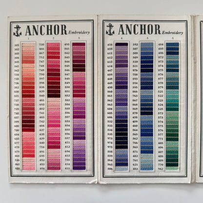 Vintage Clark’s Anchor Embroidery Thread Colour Shade Card c.1954