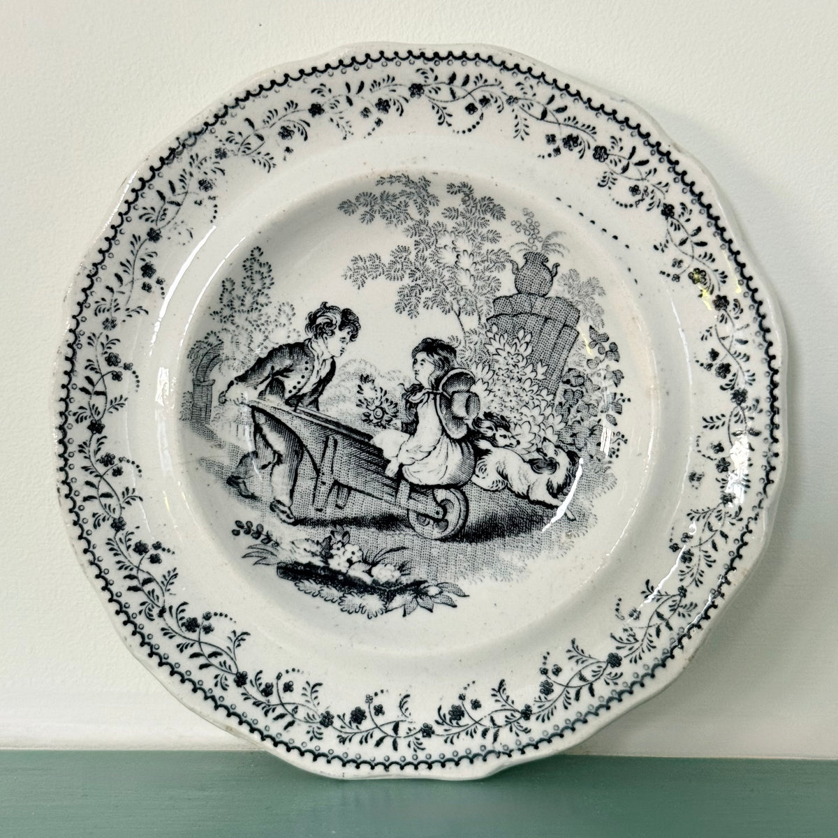 Antique Pair of Staffordshire Nursery Plates c.1840-60