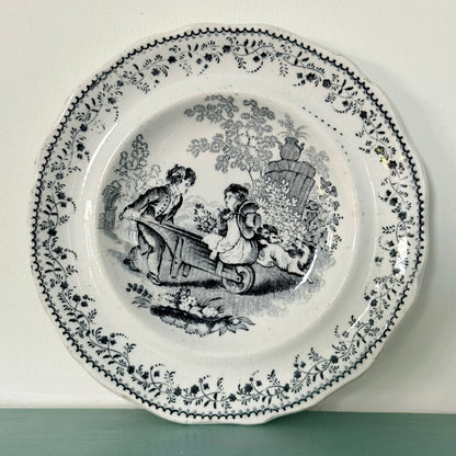 Antique Pair of Staffordshire Nursery Plates c.1840-60