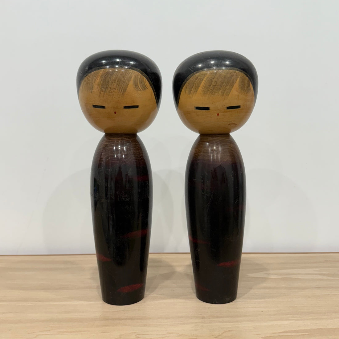 Large Pair of Japanese Sōsaku Kokeshi Dolls by Watanabe Masao