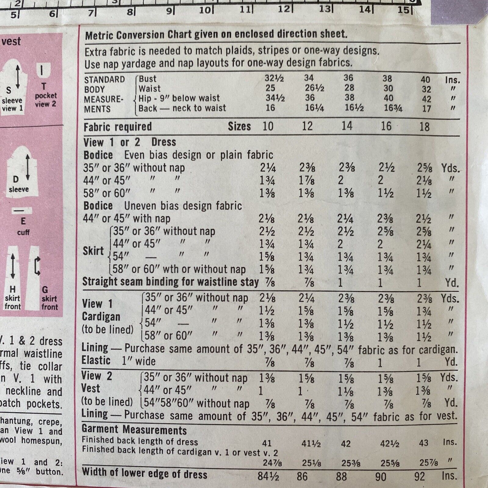 Simplicity 5730 Womens Size 12 Dress Cardigan Vest *