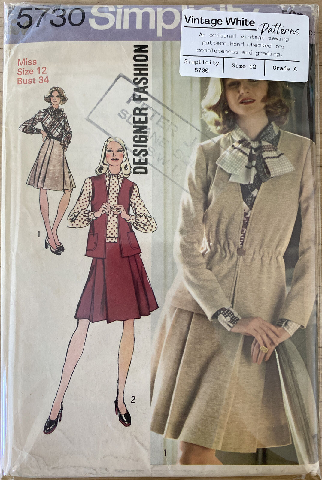 Simplicity 5730 Womens Size 12 Dress Cardigan Vest *