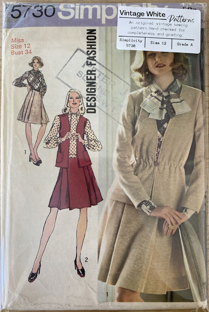 Simplicity 5730 Womens Size 12 Dress Cardigan Vest *