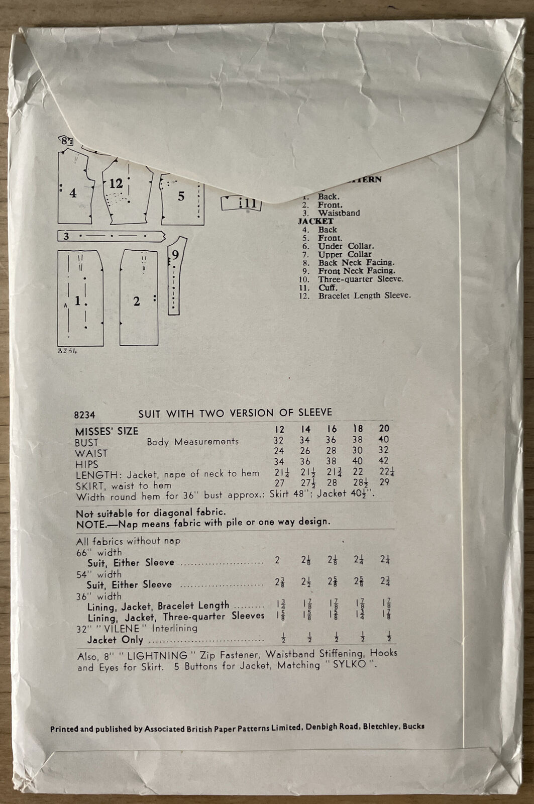 Weldons 8234 Womens Size 16 Jacket Skirt FF *