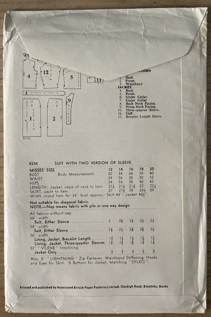 Weldons 8234 Womens Size 16 Jacket Skirt FF *