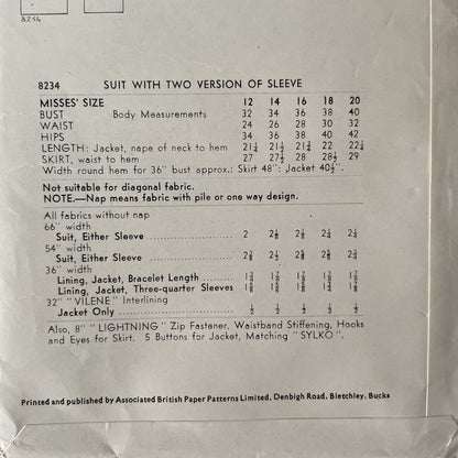 Weldons 8234 Womens Size 16 Jacket Skirt FF *