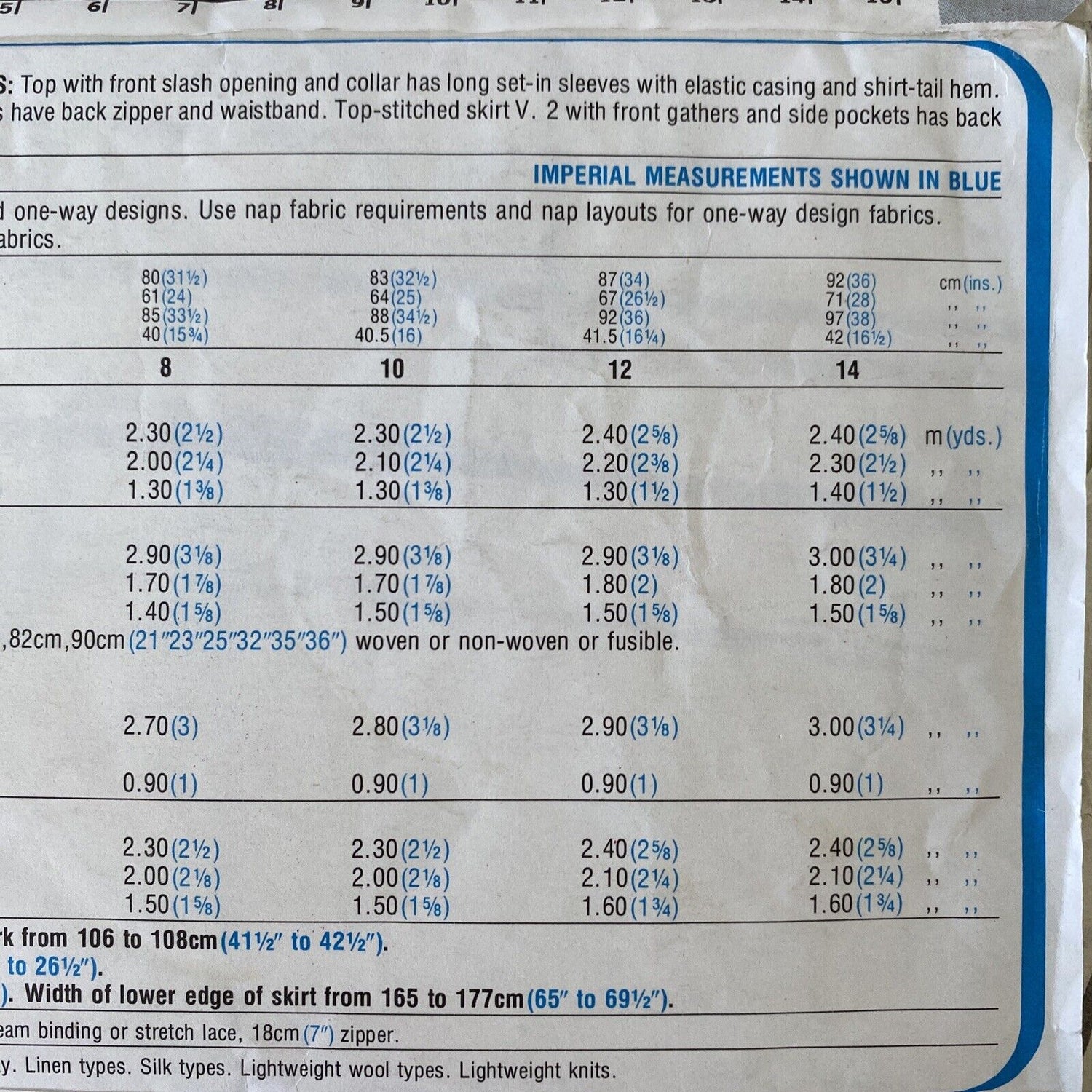 Simplicity 8087 Womens Size 12 Top Skirt Trousers UNCUT *