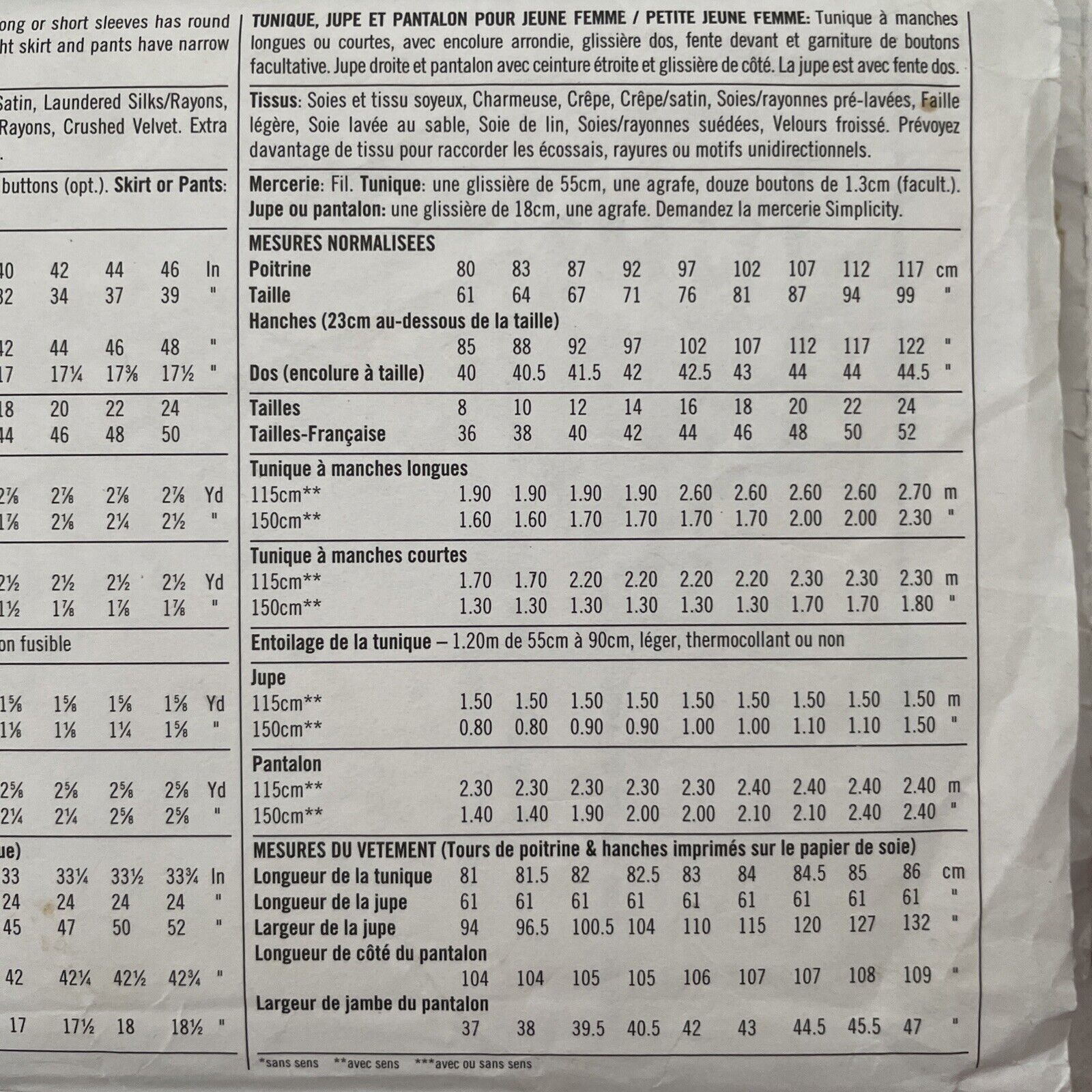 Simplicity 7844 Womens Size 14-18 Petite Tunic Skirt Trousers *