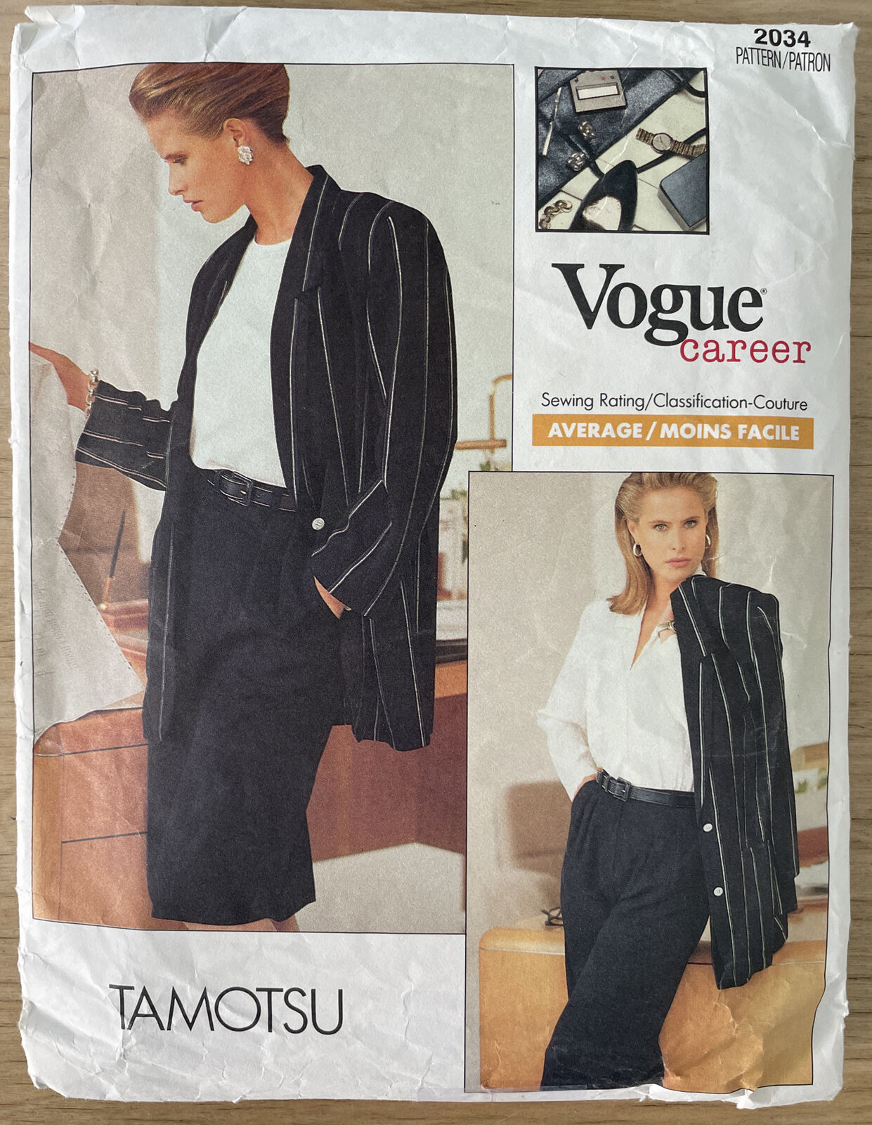 Vogue 2034 Size 8-12 Jacket Skirt Trousers FF
