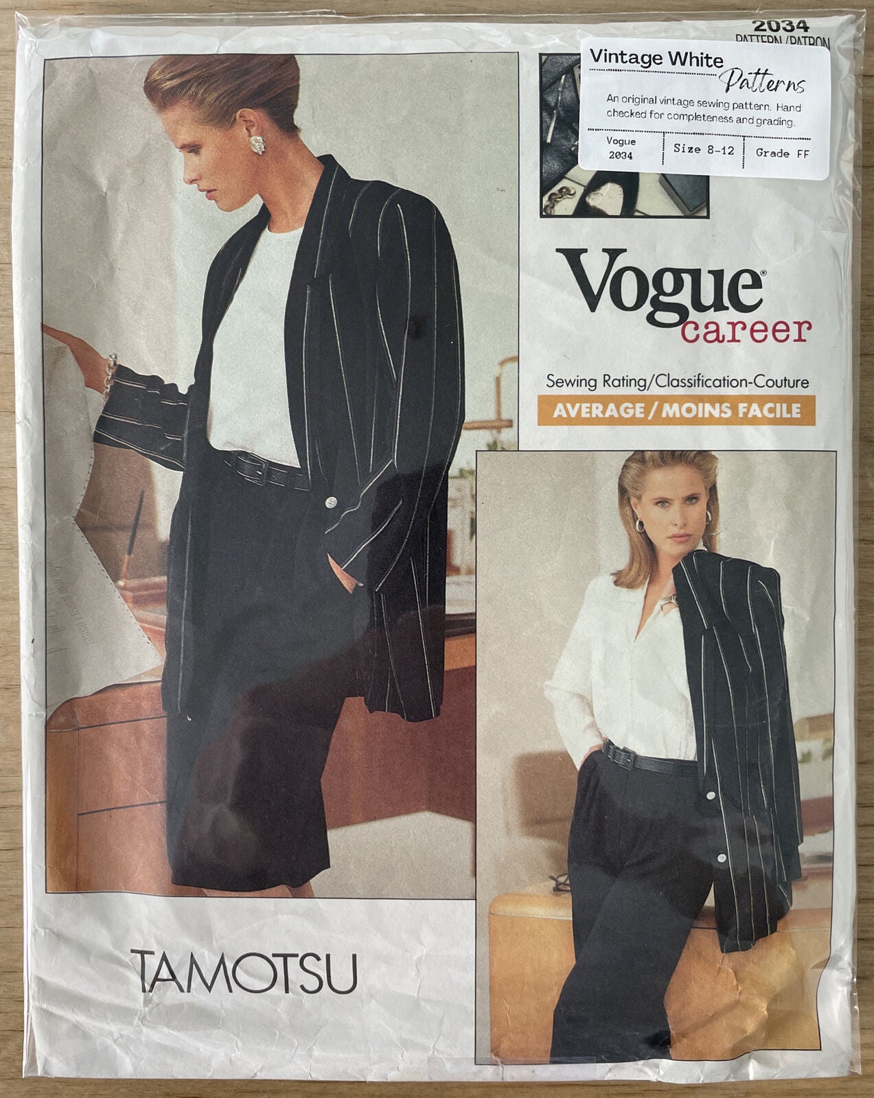 Vogue 2034 Size 8-12 Jacket Skirt Trousers FF