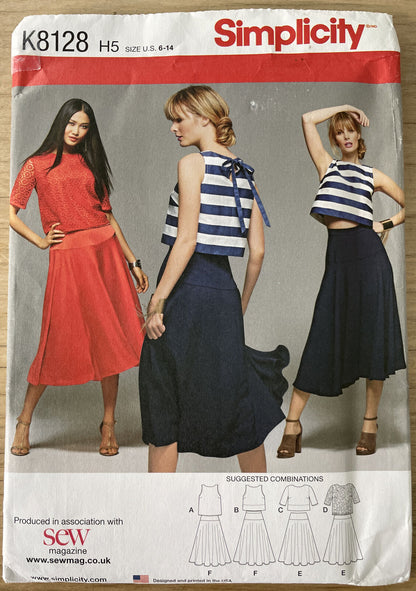 Simplicity K8128 Womens Size 10-18 Top Skirt FF *