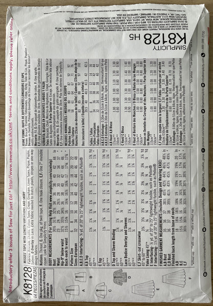 Simplicity K8128 Womens Size 10-18 Top Skirt FF *