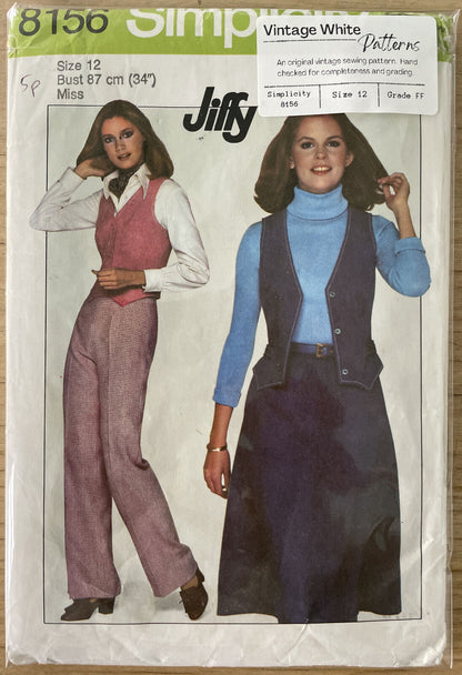 Simplicity 8156 Womens Size 12 Top Skirt Trousers FF