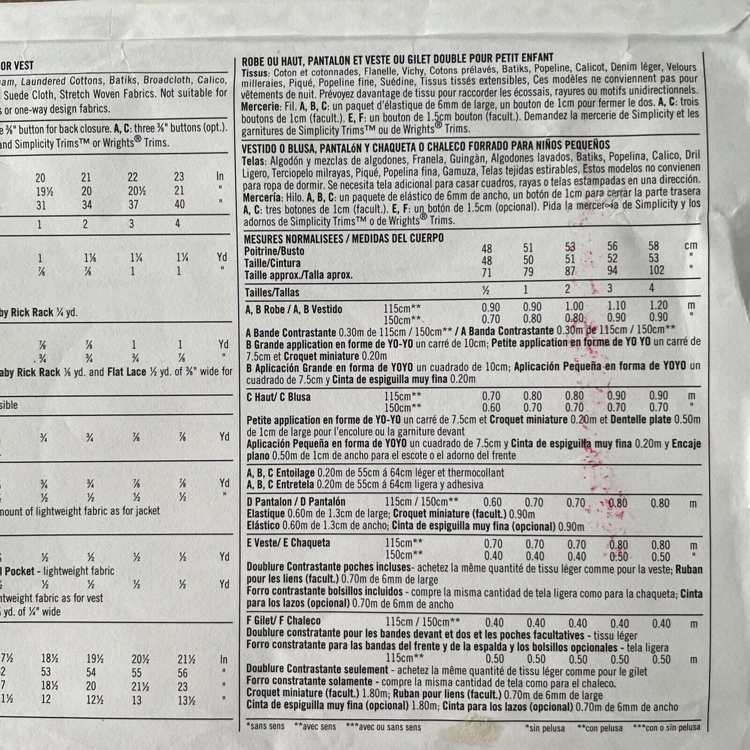 Simplicity 5481 Toddler Size 1/2-4 Dress Top FF *