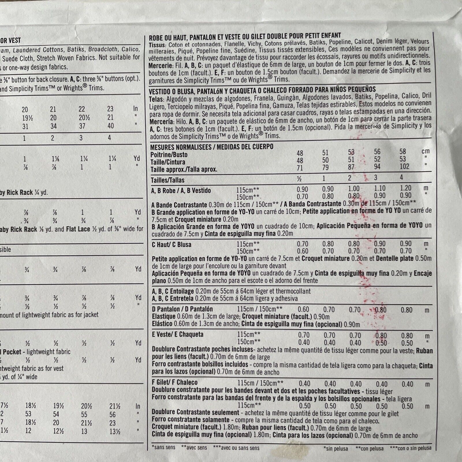 Simplicity 5481 Toddler Size 1/2-4 Dress Top FF *