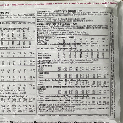 Simplicity K8128 Womens Size 10-18 Top Skirt FF *