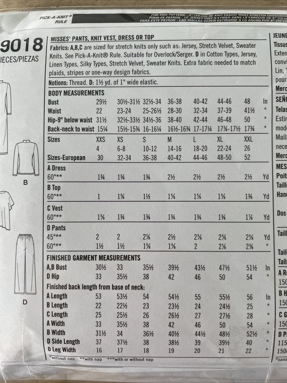 Simplicity S9018 Women Size XXS-XXL Dress Top Trousers FF *