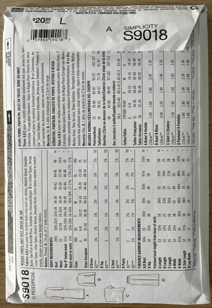 Simplicity S9018 Women Size XXS-XXL Dress Top Trousers FF *