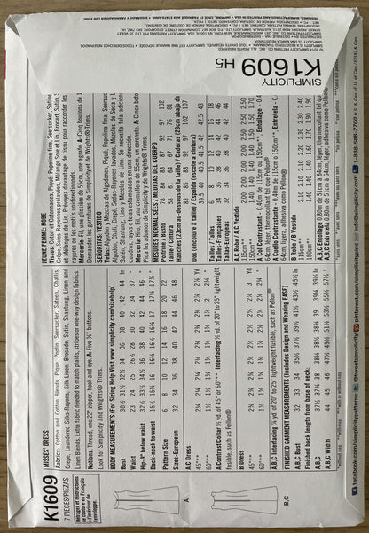 Simplicity K1609 Womens Dress Size 6-14 Dress UNCUT *