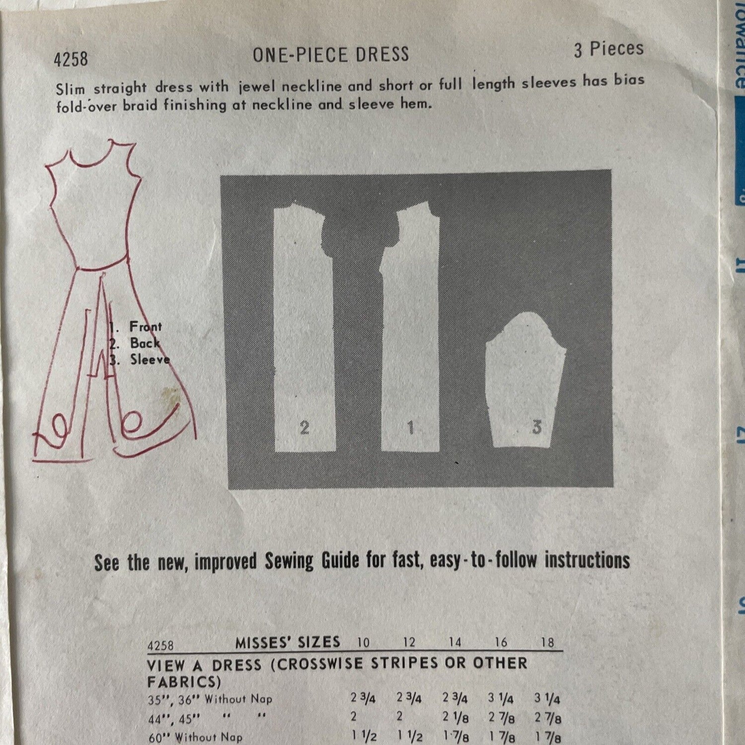 Butterick 4258 Womens Size 16 Dress FF *