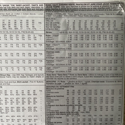 McCall’s 3157 Womens Size 12-16 Dress Trousers Jacket *