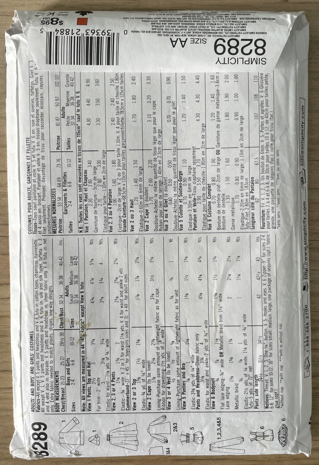 Simplicity 8289 Size S-L Fancy Dress  Dracula Ballet Pirate FF *