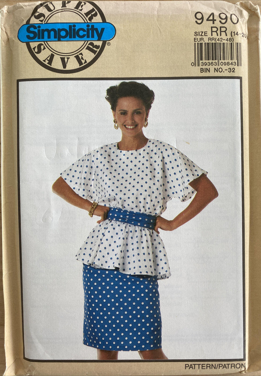 Simplicity 9490 Womens Size 14-20 Petite Top Skirt *