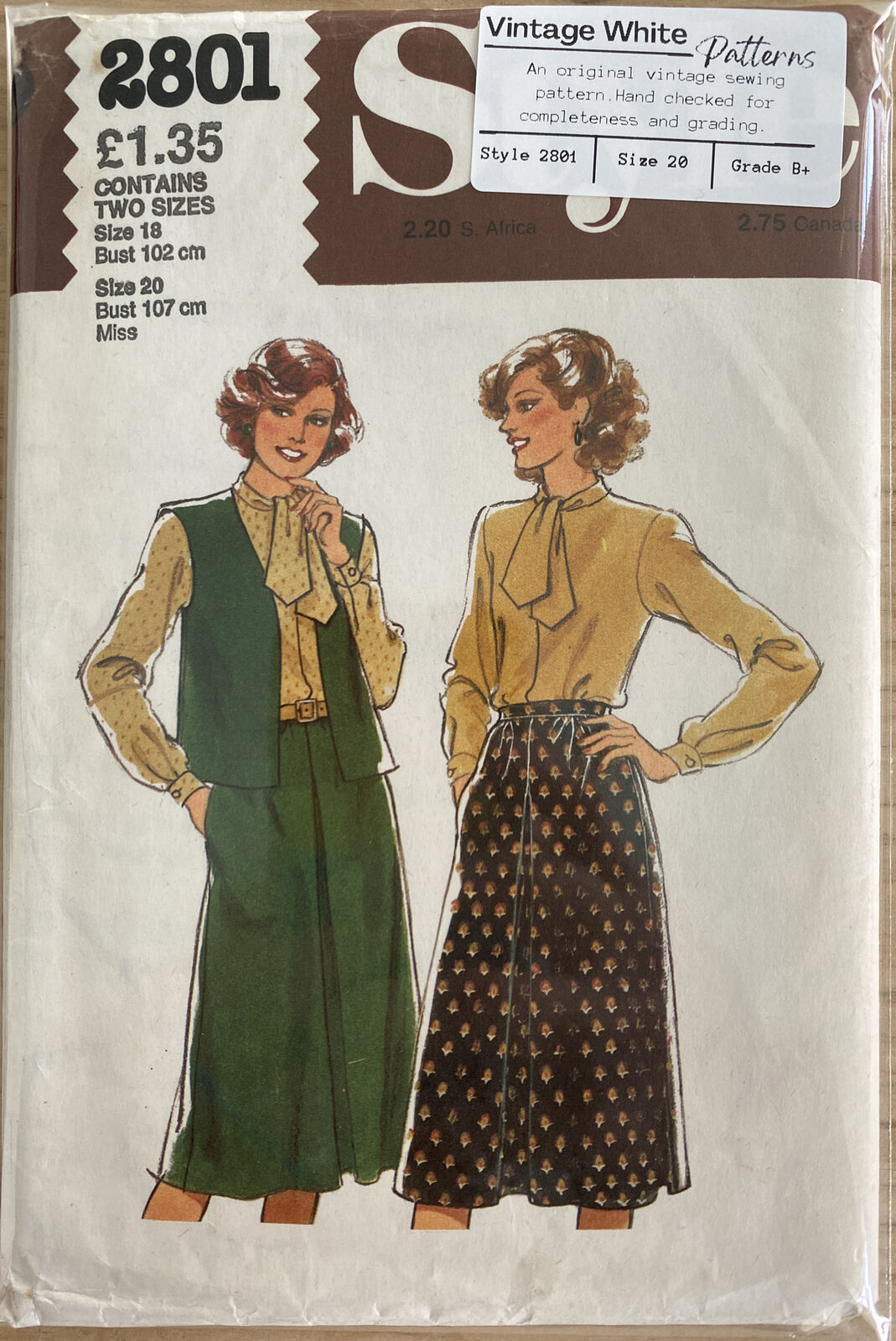 Style 2801 Womens Size 20 Skirt Top Skirt