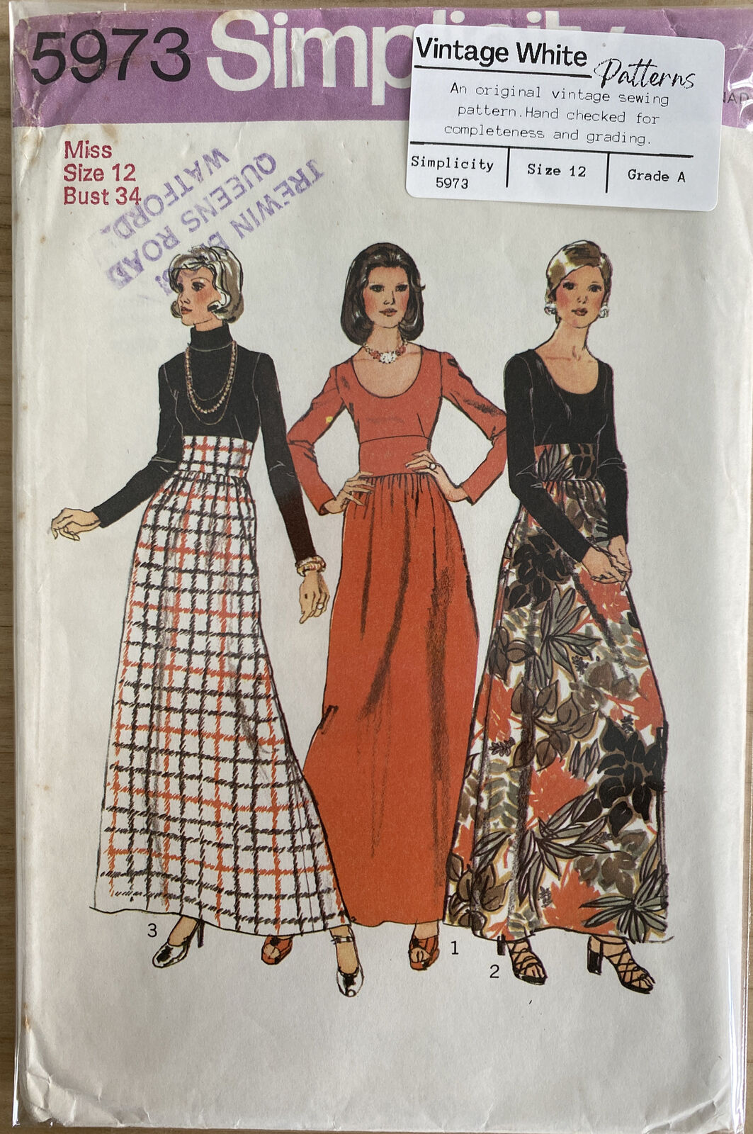 Simplicity 5973 Womens Size 12 Evening Dress *