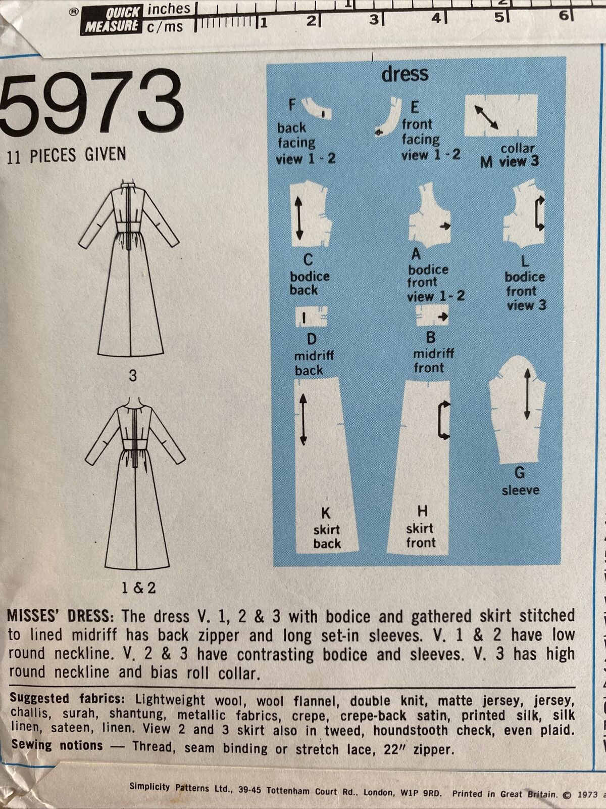 Simplicity 5973 Womens Size 12 Evening Dress *