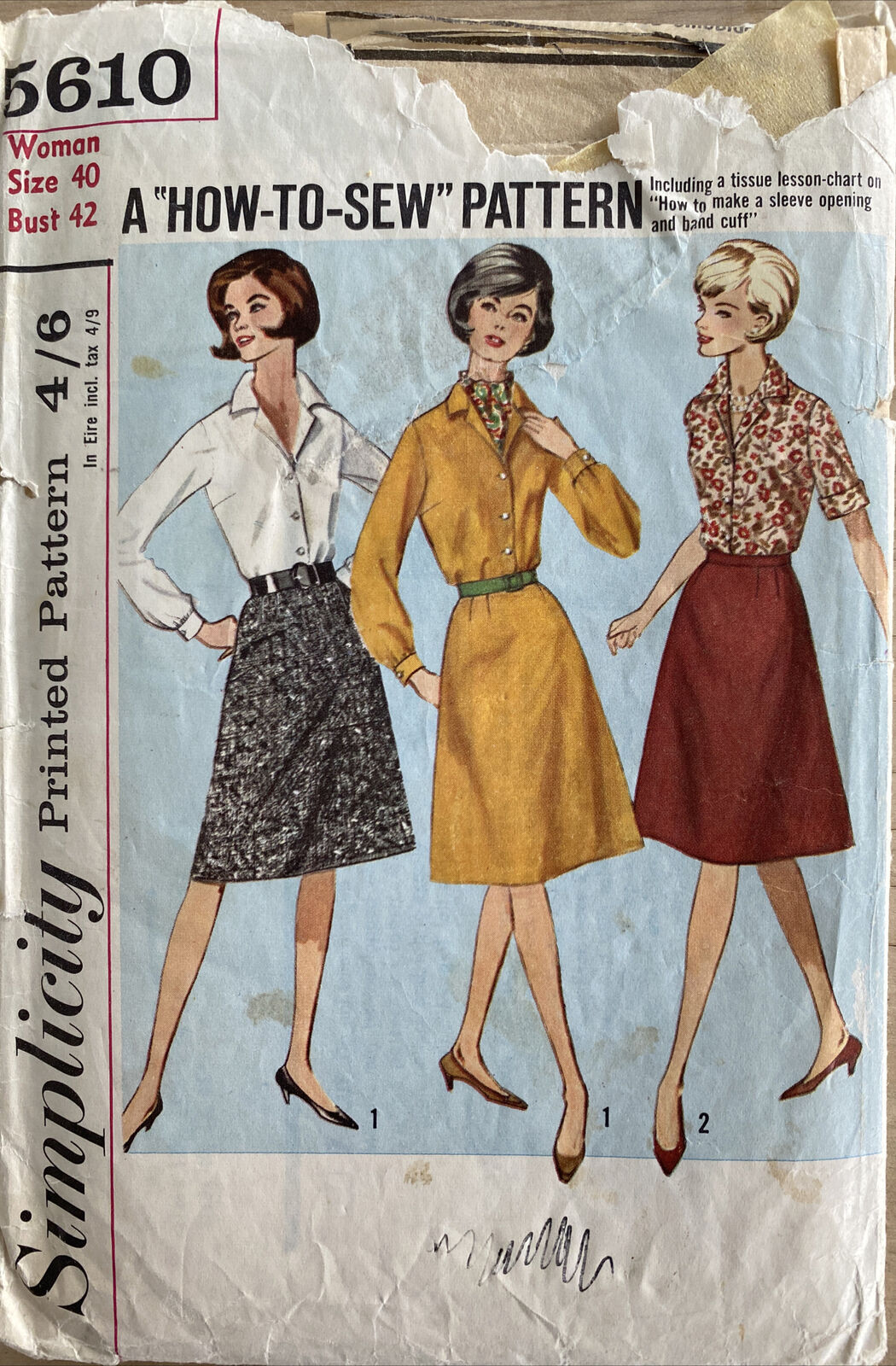 Simplicity 5610 Womens Size 40 Blouse Skirt *