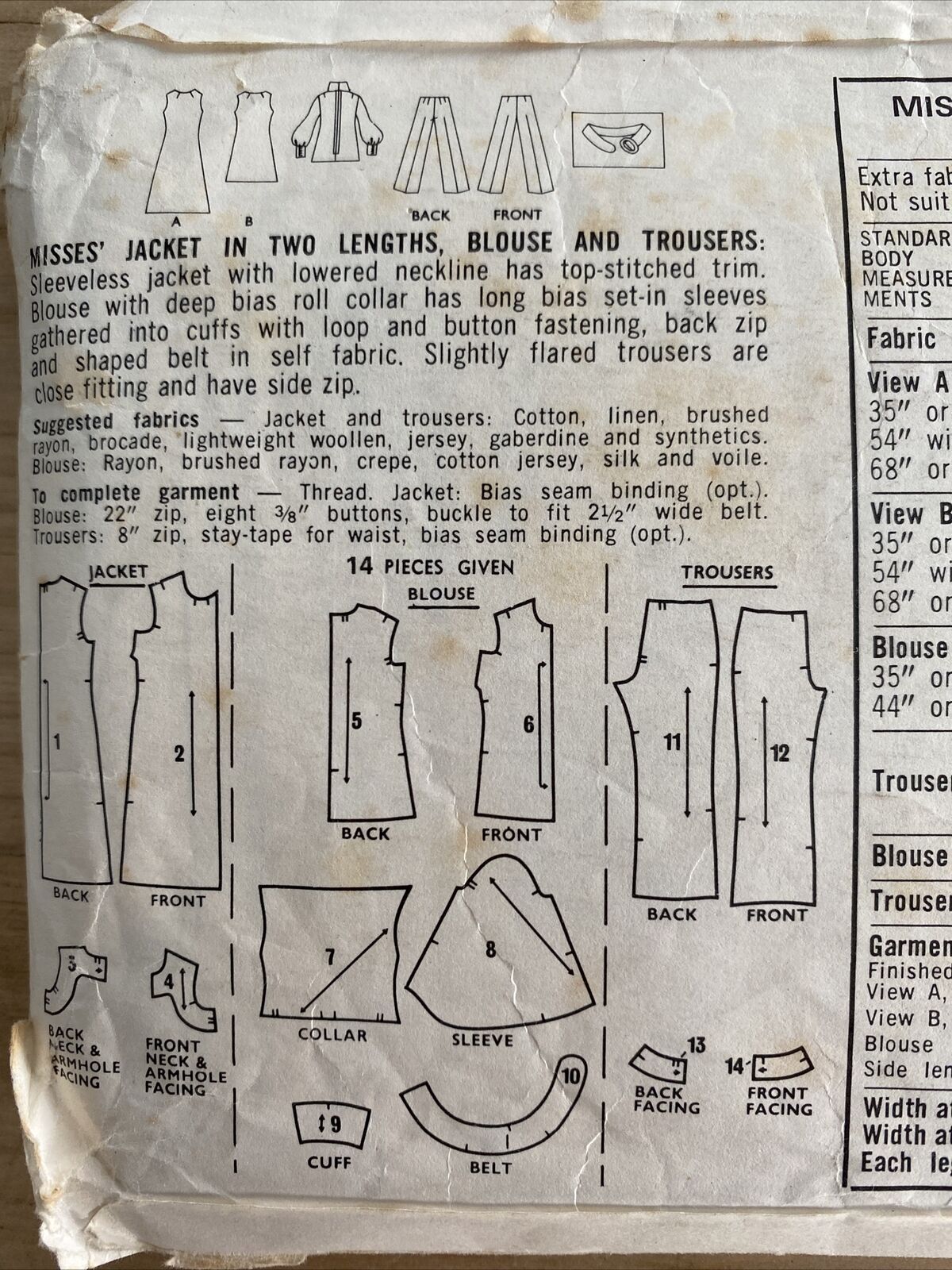 Style 2826 Womens Size 10 Jacket Blouse Trousers