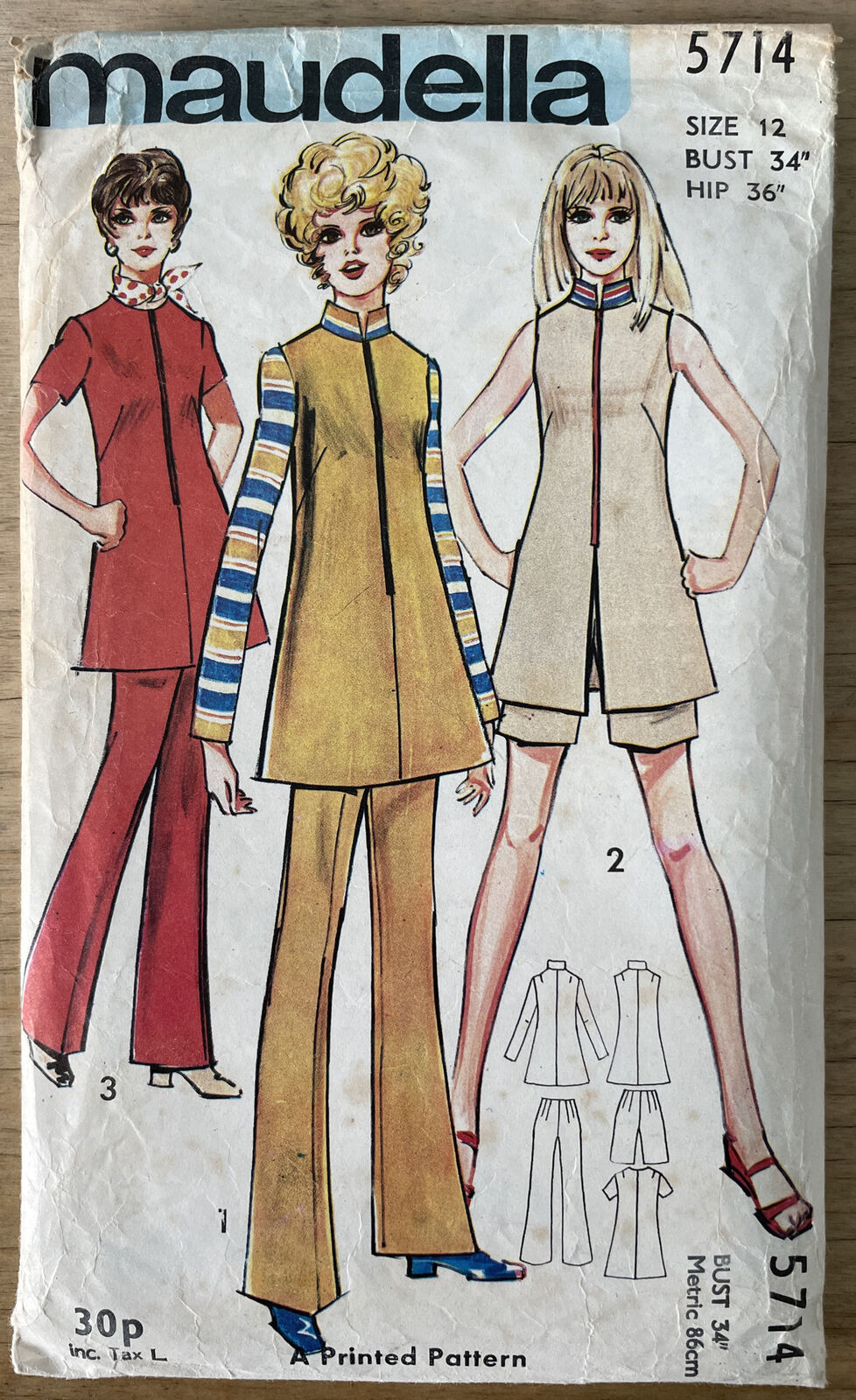 Maudella 5714 Womens Size 12 Tunic Trousers FF *