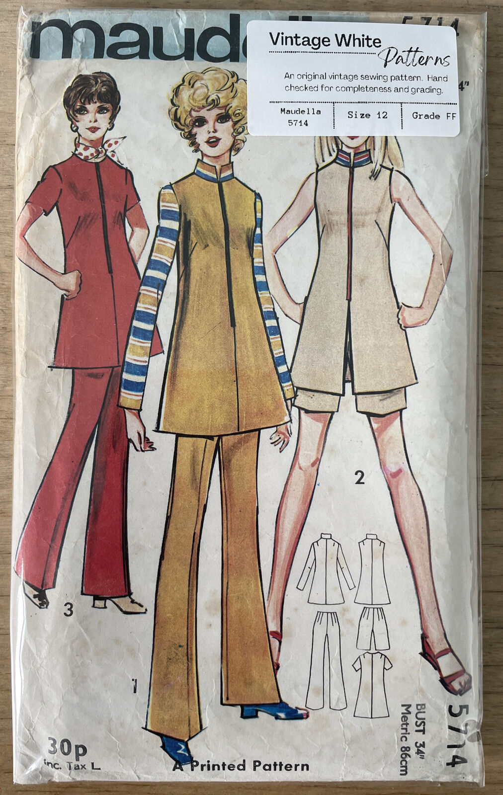 Maudella 5714 Womens Size 12 Tunic Trousers FF *