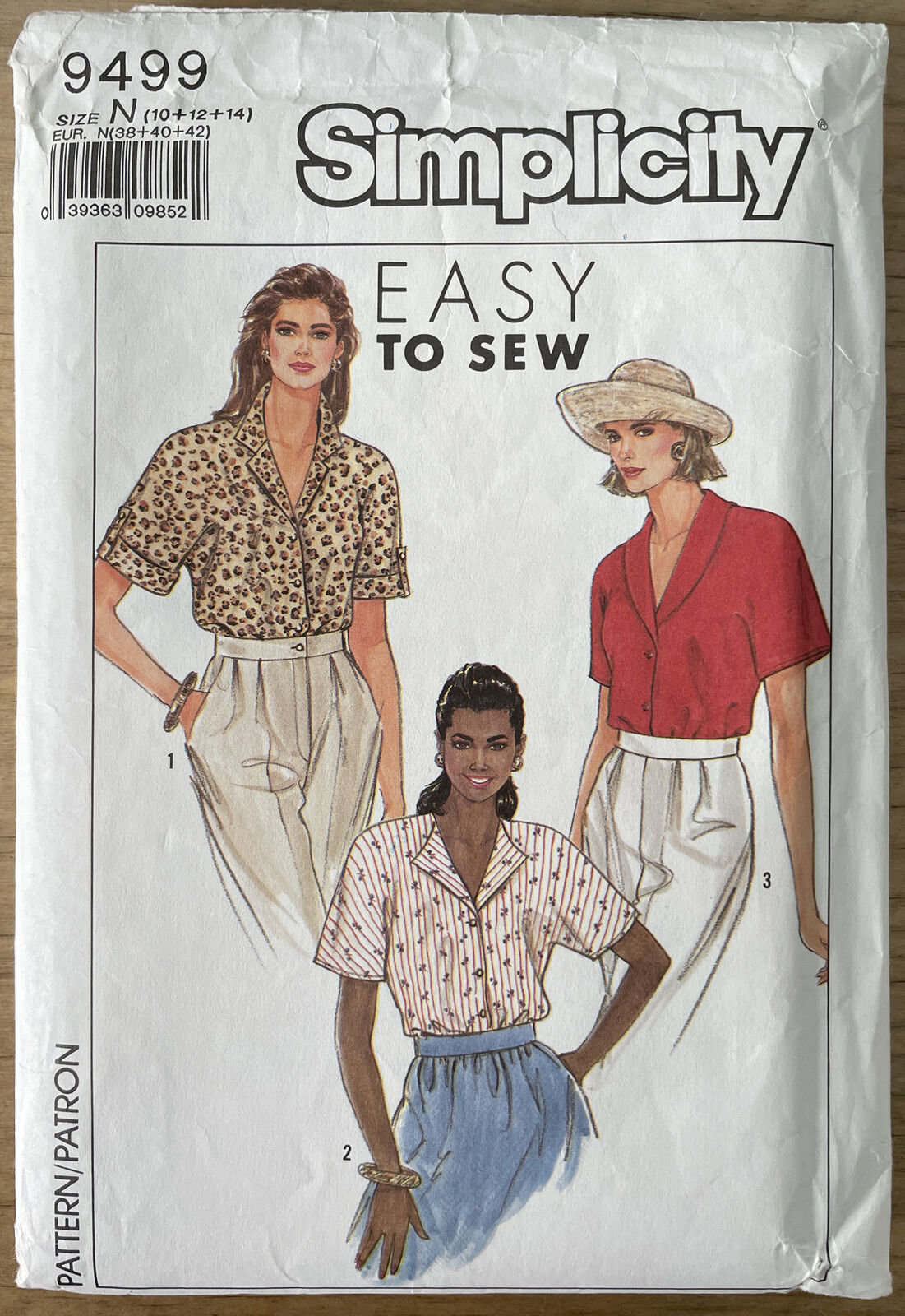 Simplicity 9499 Womens Size 10-12 Blouse Shirt Top