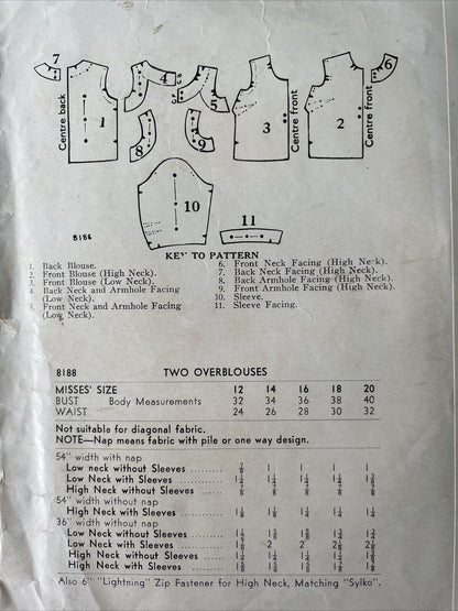 Weldons 8188 Size 16 Blouse