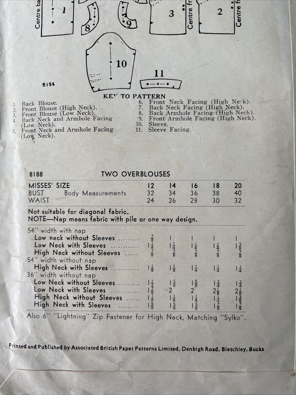 Weldons 8188 Size 16 Blouse