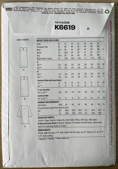 New Look K6619 Womens Size 10-22 Dress FF