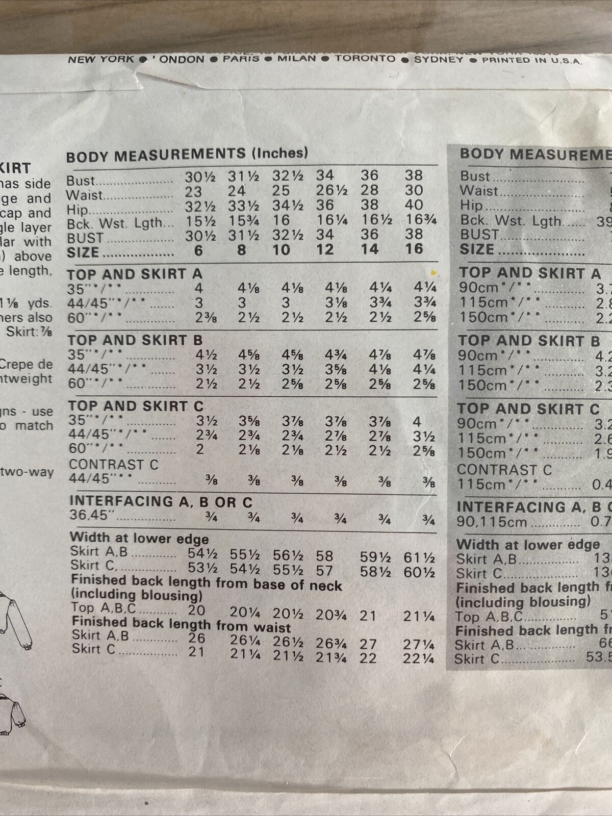 Vogue 8227 Womens Size 12 Petite Top Skirt