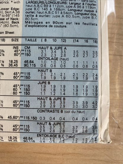 Vogue 7560 Womens Size 14-18 Petite Top Skirt