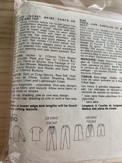 Vogue 8246 Womens Size 14 Jacket Skirt Trousers Shorts Top