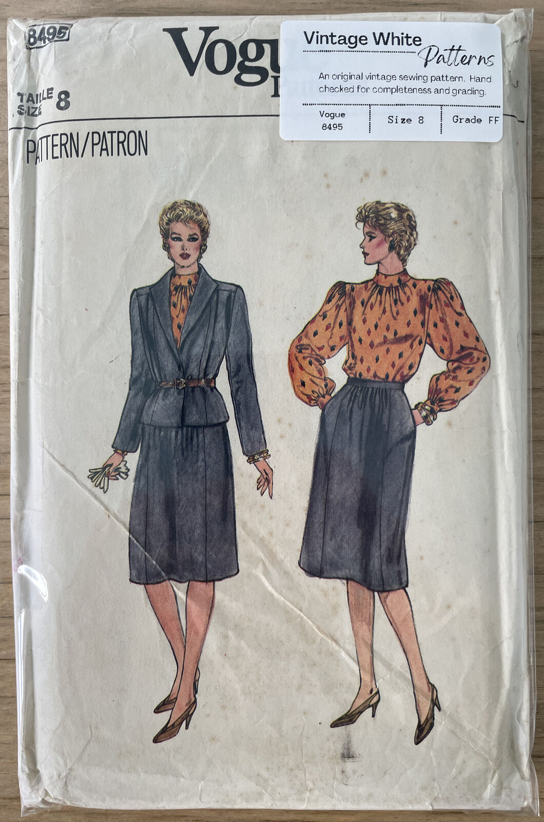 Vogue 8495 Womens Size 8 Jacket Blouse Skirt FF